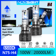 2 Bóng đèn pha LED Novsight N75 H4 9003 HB2 100W 20000LM 6500K Đèn LED siêu sáng cho xe hơi có chế đ