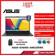 ASUS-E1404G-ANK325WS-BLK-INTELCOREI3-N305,8GBR4,512GBSSD,INTELHD,14"FHD,W1164,2YRS,H&S