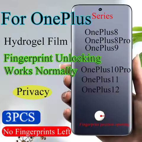 OnePlus12 Soft Screen Protector For OnePlus 8 10Pro Privacy Hydrogel Film OnePlus9Pro 1+ 11 Fingerpr