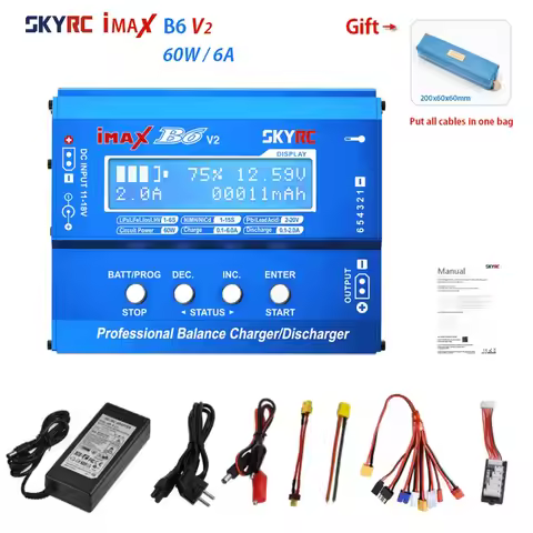 SKYRC IMAX B6 V2 60W 6A Digital RC Lipo NiMh Battery Balance Charger for RC Car Drone Helicopter wit