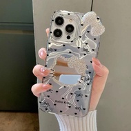 Fashion Polka Dots Hello Kitty Mirror Case For Samsung Galaxy A57 A37 F17 M17 A33 A22 A13 M23 M13 M5