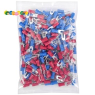 200pcs 16-14 AWG Red Blue Wire Connector Insulated Fork Terminal #4