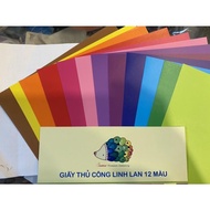[ COMBO 5 PACK ] 12-color handmade paper stack with checkered back A4 / B5 - Bao Quan Stationery