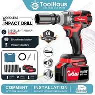 🔥Hot🔥Impact Drill High Power Two Batteries Impact Wrench Red Cordless Electric Screwdriver Tool Set