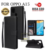 Oppo A15 | Oppo A15S Leather Flip Case- Wallet Case Kulit - Casing Dompet Case Wallet Leather Flip C