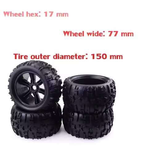 ZD Racing 8477 2pcs 4pcs 1/8 Scale 17mm Hex RC Truck Tires and Wheels Set Glued for Traxxas Maxx Tma