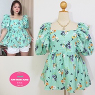 Fashionable Clothes For Fat People Square Neck Decorated With Green Dobby Chiffon Floral Pattern Ela