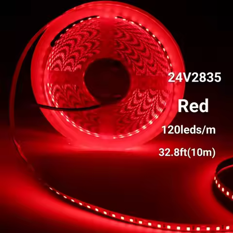 1 Roll 32.8Ft/10M 2835 Low Voltage 24V 120 Leds/Meter 8mm Wide Light Strip Red/Blue/Green Light Stri