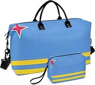 Aruba Flag Duffle Bag Travel & Toiletry Pouches Set, Cute Print Women Overnight Carry on Bags Gym To