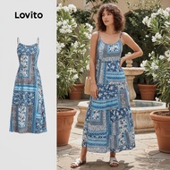 Lovito Dress Boho Tali Musim Bunga/Panas Kasual untuk Wanita L142ED610 Gaun Bohom Garters Wanita L14