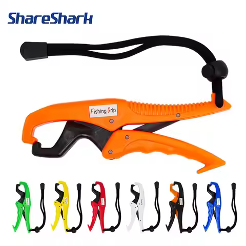 ShareShark Fish Lip Gripper ABS White Plastic Lip Grip With Adjustable Rope Fishing Pliers Floating 