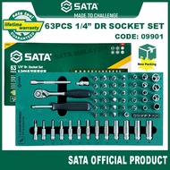 SATA 63Pc. 1/4" Dr. Socket Set 1/4" Metric Deep Socket Socket Bit Set Ratchet Socket Set Tray Set 09