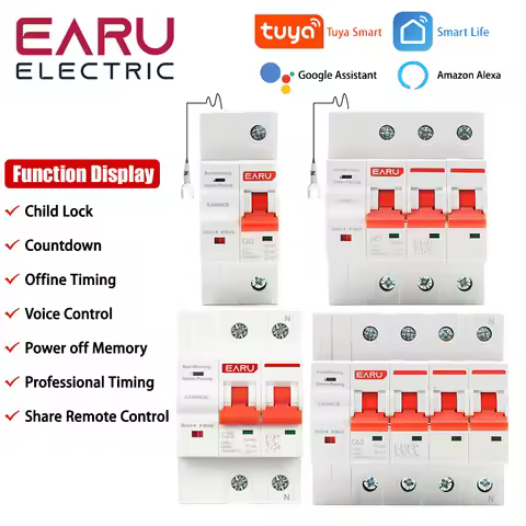 1P 2P 3P 4P TUYA APP WIFI Circuit Breaker Timer Voice Remote Control Smart Life Automatic Intelligen