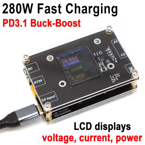 PD3.1 280W Fast Charging W LCD Display Buck-Boost PD TYPE-C 140W Desktop Car Charger XT30 Power Bank