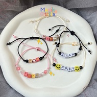 Initial bead string bracelet, string beads, bead drawstring bracelet, kpop