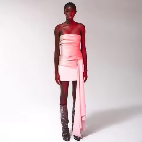 SERENDIPIDTY Strapless Bicolor Party Dress Above Knee Pink Straight Evening Prom Dresses Ever Pretty