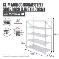 [HOUZE] SLIM Monochrome 4 Tier | 5 Tier | 6 Tier Steel Shoe Rack [Black | White] [Length: 70cm] - Storage | Organizer
