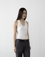 MEBI Halter ruched tank top