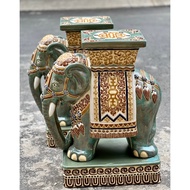 ELEPHANT 66CM HANDCRAFT CERAMIC MEN'S SET FOR SITTING IN POTS TREES BOOKS TO MAKE TEA TABLE DECOR ST