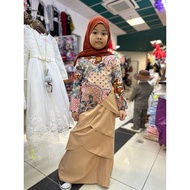 clearance BAJU RAYA Batik Baju Raya Modern Mermaid Layer Budak Perempuan Raya