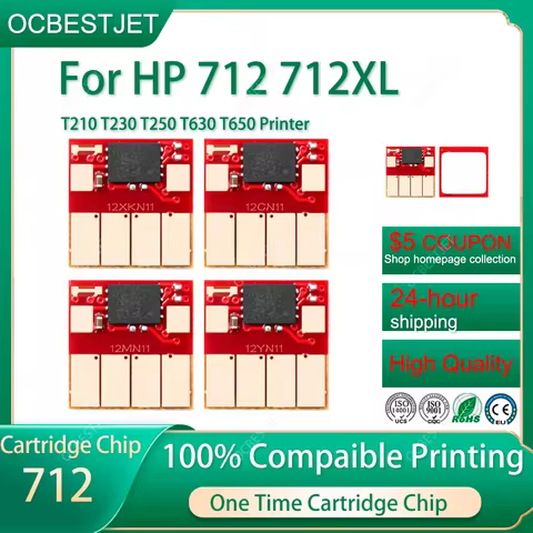 For HP 712 712XL Ink Cartridge Chip HP712 Disposable Chip For HP DesignJet T650 T630 T250 T230 T210 