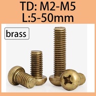 Brass cross head screw, copper cross head screw, pan head screw, cross groove screw M2/M2.5/M3/M4/M5
