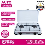 Tough Mama NTM-EGSD Double Burner Gas Stove with Cover European White Gas Stove