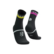 COMPRESSPORT ถุงเท้าวิ่ง Pro Marathon Socks V2.0 Black/Safe เล่นกีฬากลางแจ้ง กันลื่นเสียดสี สีดำ 32g