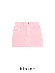 KLOSET Denim Mini Skirt (PF22-S003) กระโปรงสั้นยีนส์ผ้าปัก