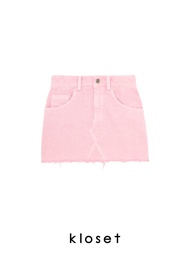 KLOSET Denim Mini Skirt (PF22-S003) กระโปรงสั้นยีนส์ผ้าปัก