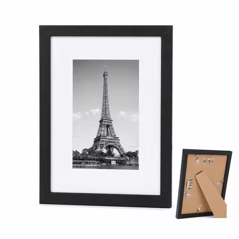Modern Minimalist Black Photo Frame – Durable PVC, White Mat & Crystal-Clear Front – Available in 3.