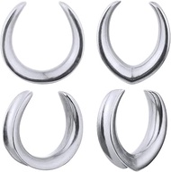 2 Pairs LADEMAYH Saddle Tunnels Plugs Hangers Opening Ears Gauges - Silver Stainless Steel 316L Pier