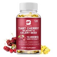 BEWORTHS Organic Tart Cherry Extract Capsules with Bilberry Fruit &amp; Celery Seed | 1200mg Premium Uric Acid Cleanse for Joint Support &amp; Muscle Recovery