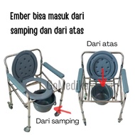 Ready!! Kursi BAB Lansia dengan 4Roda Kursi Comode Bisa Lipat Untuk Buang Air Besar Kecil