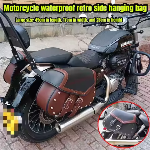 Universal Motorcycle Side Hanging Bag Waterproof Leather Retro SaddleBag Motorbike Side Bags Storage
