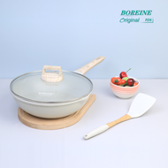 BOREINE Non Stick deep frying Pan Wok 30cm kitchen Cooking Kawali with cover big size Die-Cast PFOA 