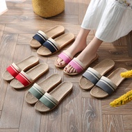 [SG SELLER] Women Slippers Lightweight Home Shoes Linen Couple Slippers