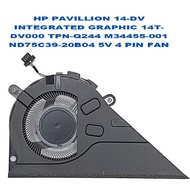 HP PAVILLION 14-DV INTEGRATED GRAPHIC 14T-DV000 TPN-Q244 M34455-001 ND75C39-20B04 5V 4 PIN FAN