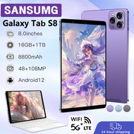 แท็บเล็ตพีซี SANSUMG Galaxy Tab S8 เครื่องใหม่ เล็ตพีซี หน้าจอ Full HD 8.0นิ้ว RAM16GB+ROM512GB แท็บเล็ตราคาถูก WiFi 4G/5G Tablet Android12 รองรับ2ซิมการ์ด ทำงานได้เร็ว ชาร์จไว ประสิทธิภาพดี แท็บเล็ต COD
