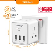 TESSAN Multi Plug Extension Adapter with USB, Surge Protector Power Socket Safety Mark Charger