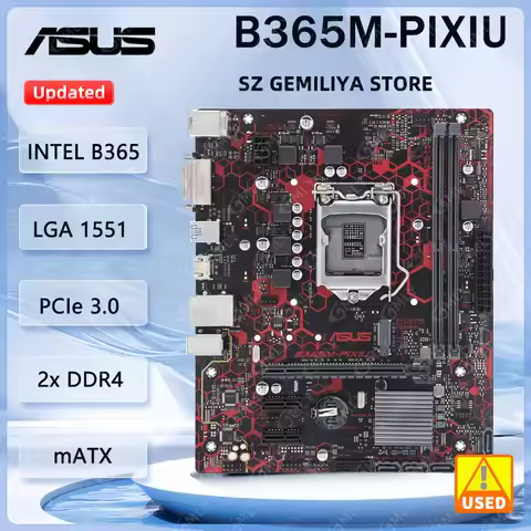 ASUS B365M-PIXIU intel B365 DDR4 32GB LGA 115 PCIe 3,0 compatible con Core i3-8300 i3-9300 i5-8600 i
