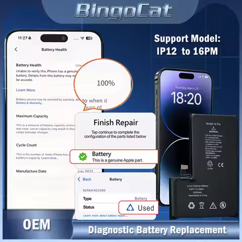 Diagnostic Show Genuine Battery High Capacity For Apple iPhone 12 13 14 15 Mini Plus Pro Max Show 10