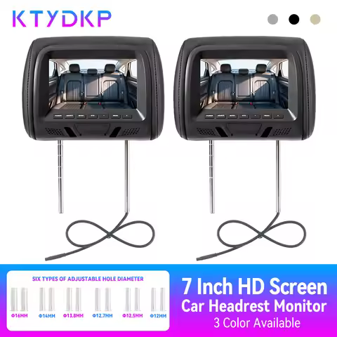KTYDKP Universal Car Headrest Monitor Rear Seat no Touch Screen Pillow 7 inch TFT LCD Display Remote