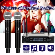 2 Channel 2 Cordless UHF Wireless Microphone System Handheld Mic Kraoke Speech supplies Cardioid Microphone Professional