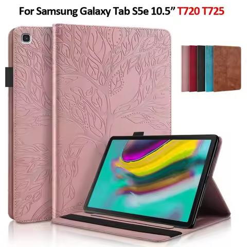 Etui for Samsung Galaxy Tab S5e Case 10 5 inch Emboss Tree Leather Flip Case for Samsung S5e Tablet 