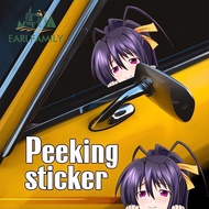 EARLFAMILY 13cm High School DxD Himejima Akeno Peek Car Sticker Funny Humorous Sunscreen ATV Caravan