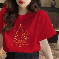 New Year's and Christmas women's wear | Oversized round-neck T-shirt | 【 Christmas tree&Santa Claus】