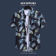 kemeja lelaki bercorak kemeja lelaki original kemeja lelaki cotton Baju bunga lengan pendek Hainan p