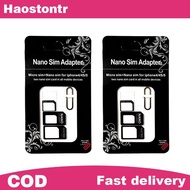 haostontr 5Pcs Sim Card Adapter Kit 4 In 1 Nano Micro Sim Converter Card Sleeve Universal Phone Sim 