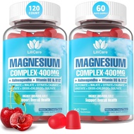 Sugar Free Magnesium Gummies for Women Men 400mg, 8 Forms of Magnesium Glycinate, Citrate, Malate & 